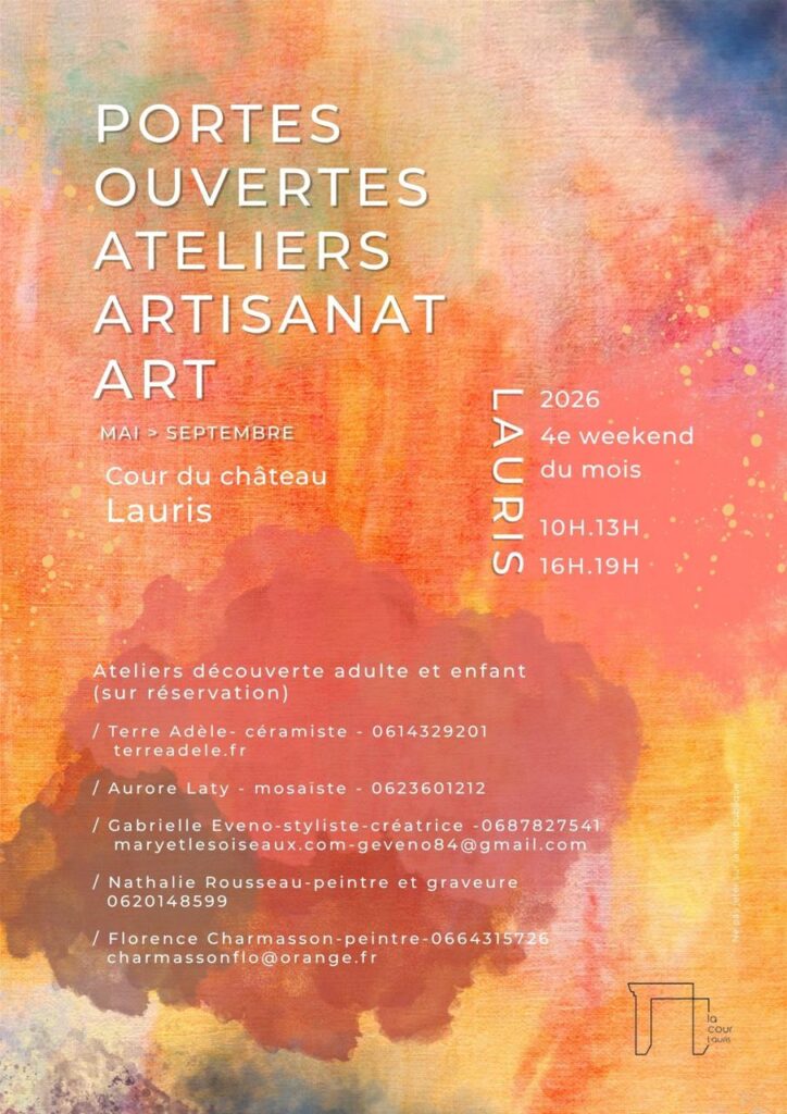 Portes Ouvertes des Ateliers d’Artisanat d’Art de la Cour du Château de Lauris – 23 et 24 mai