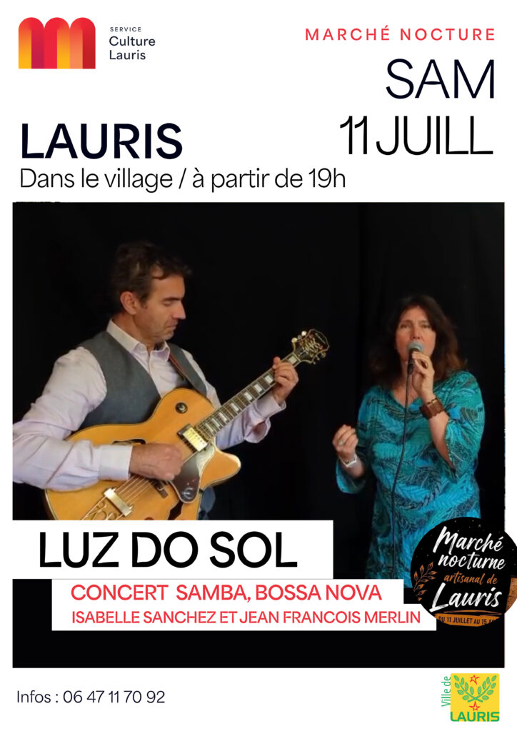 Duo Luz do Sol – samba et la bossa nova au Marché Nocturne de Lauris – 11 juillet à partir de 19h